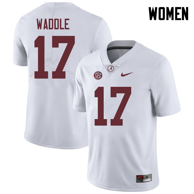 Women #17 Jaylen Waddle Alabama Crimson Tide College Football Jerseys Sale-White